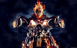 Man motorcycle flames skull back - his hand and a skull free wallpaper