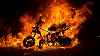Motorcycle fire dark flames person - flame free wallpaper