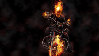 Motorcycle fire person black background - cool free wallpaper