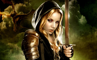 Woman hooded outfit sword dragon - a sword and a sword free wallpaper