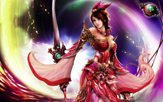 Woman red dress sword ball - a sword and a ball free wallpaper for desktop