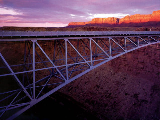 Bridge river mountain sunset purple - kodachrome free wallpaper