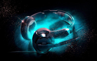 Futuristic headphone glowing lights black - behance hd free wallpaper
