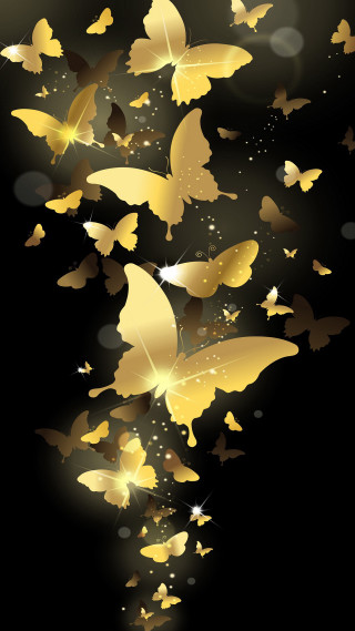 Gold butterflies sparkles black background - bernd fasching free wallpaper for mobile
