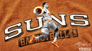 Man running basketball suns logo - fan art free wallpaper for desktop