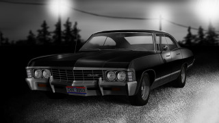 Black white car night road - photo of a car free wallpaper