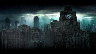 City clock tower storm background - rain free wallpaper for desktop