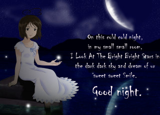 Girl sitting rock moon poem - a storybook illustration free wallpaper