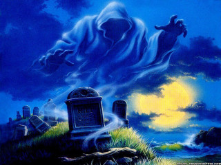 Ghost flying cemetery night full 2 - a full moon in the sky above free wallpaper for desktop