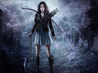 Woman dress boots bow arrow - epic fantasy character art free wallpaper for desktop