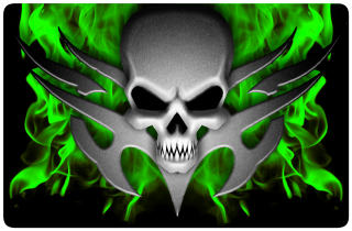 Skull flames wings green fire - flame free wallpaper