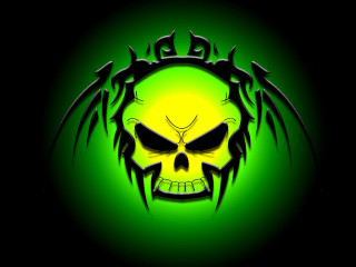 Skull green background black wings - black wing free wallpaper