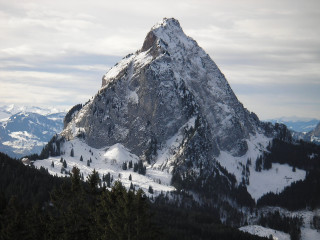 Mountain snow peak evergreens cloudy - benoit b. mandelbrot free wallpaper
