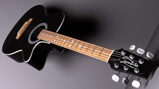 Black guitar wooden neck fretboard - ella guru free wallpaper