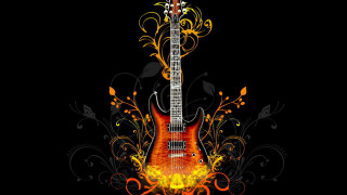 Guitar flame floral design back 2 - the back of it free wallpaper