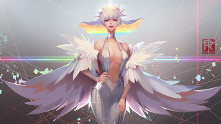 Woman wings crown standing background - rossdraw global illumination free wallpaper for desktop