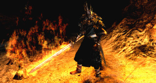 Man costume sword fire rocks - rock and grass free wallpaper for desktop