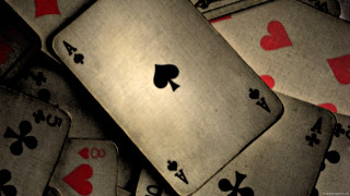 Playing cards pile top card - abstract illusionism free wallpaper