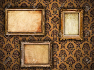 Old frames wall damask background - temporary art free wallpaper