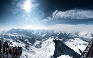 Mountain range fence snow sun 2 - camille bouvagne free wallpaper for desktop
