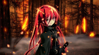 Girl red hair black outfit - anime free wallpaper for desktop