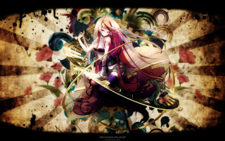 Anime girl pink dress floral - a floral pattern free wallpaper for desktop