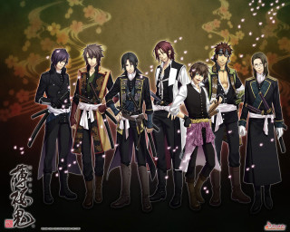 Anime characters group dark background 10 - star and swirls free wallpaper