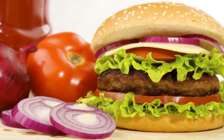 Burger lettuce tomato onion cheese - tomato free wallpaper