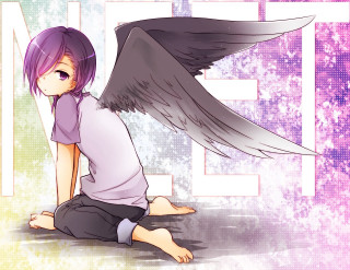 Angel sitting purple wings cherry - derf free wallpaper