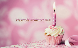 Cupcake candle pink ribbon message - a cupcake free wallpaper for desktop
