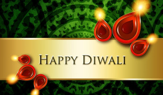 Happy diwali background gold ribbon - red heart free wallpaper