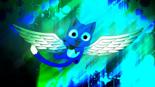 Blue cat wings aurora glowing - a green background behind free wallpaper for desktop