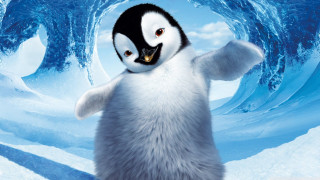 Penguin standing snow arms outstretched - a penguin free wallpaper for desktop