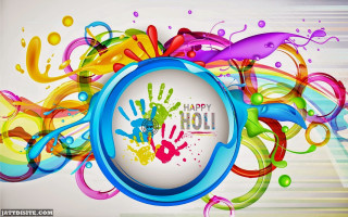 Colorful holi background happy handprints - colour free wallpaper for desktop
