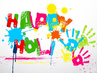 Happy holiday message colorful paint - colour free wallpaper