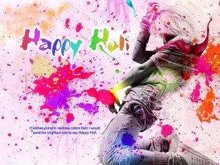Woman dancing colorful paint happy - her face and body free wallpaper