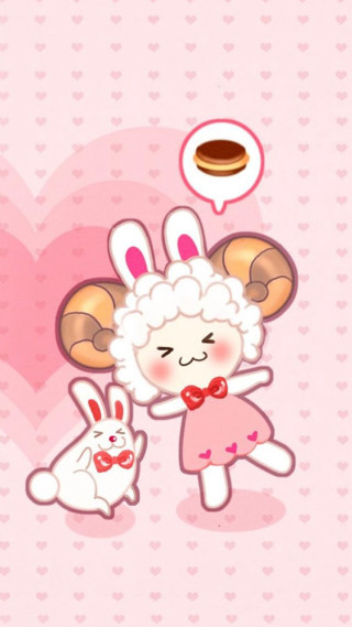 Cartoon sheep rabbit heart coffee - chen lu free wallpaper for mobile