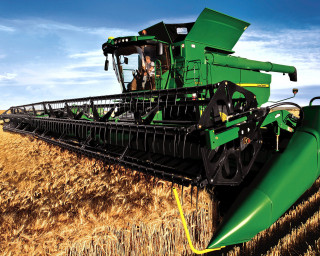 Large green combine wheat field - heavy grain free wallpaper