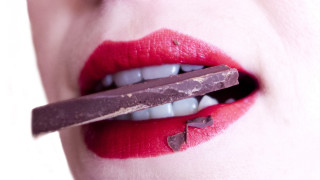 Woman chocolate bar mouth piece - a chocolate bar free wallpaper