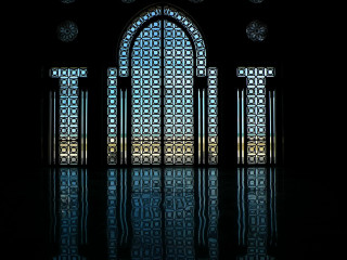 Large window reflection dark room - mosaic free wallpaper for desktop