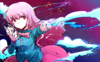 Pink haired girl cellphone sky - pink hair holding free wallpaper