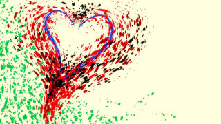 Heart painting red blue stroke - stroke free wallpaper