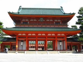 Tall red building green roof - eishōsai chōki free wallpaper