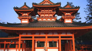 Tall red building tower clock - japan eishōsai chōki free wallpaper
