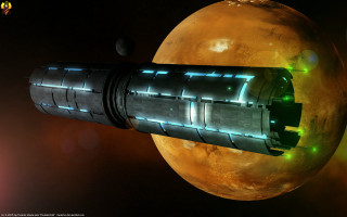 Space station yellow planet red - a space station free wallpaper