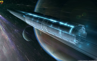 Space station planet star background 2 - blue light free wallpaper