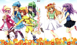 Anime girls outfits hats fashion - a flower free wallpaper for desktop