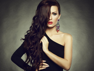 Woman long hair black dress 12 - long black hair free wallpaper