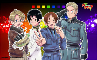 Anime characters group pointing fingers - their finger free wallpaper