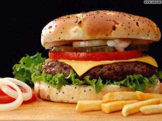 Hamburger cheese lettuce tomato onion 3 - tomato free wallpaper